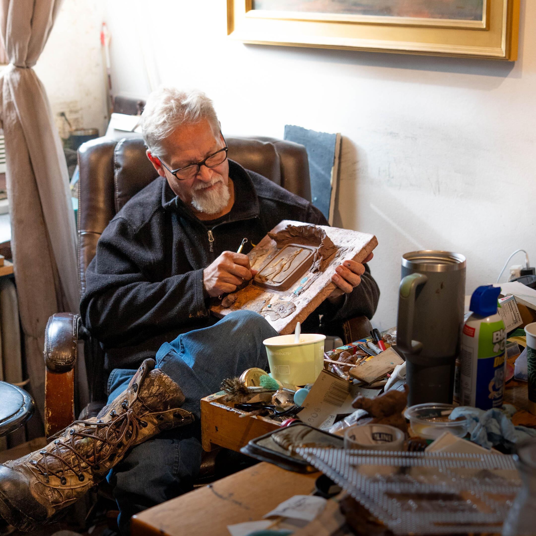 Person wearing green socks downtown